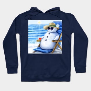 Snowman Chilling on the Beach with a Cocktail Hoodie